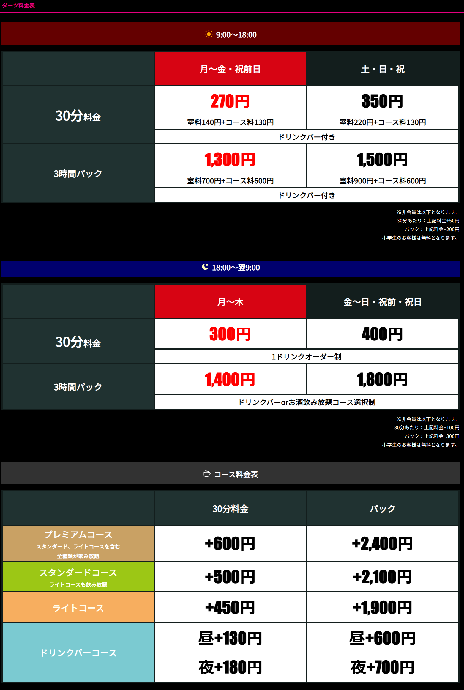 料金表