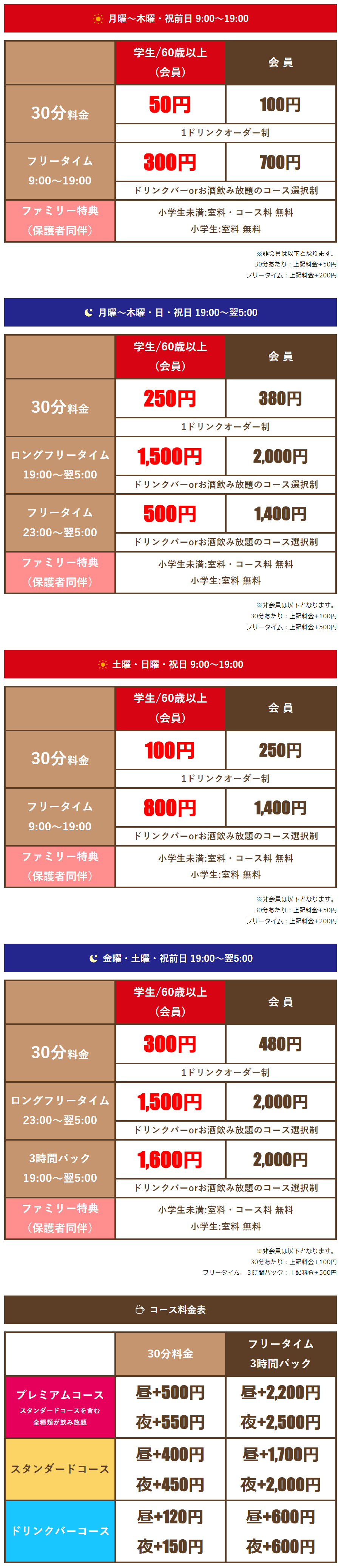 料金表