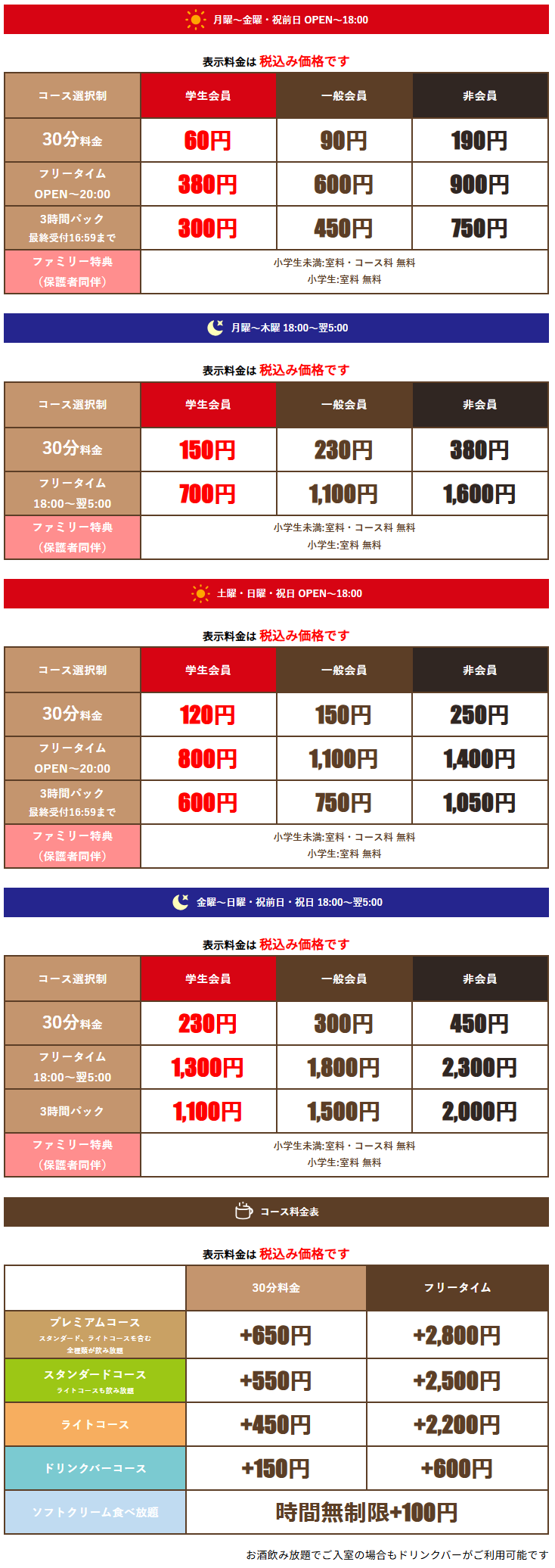 料金表