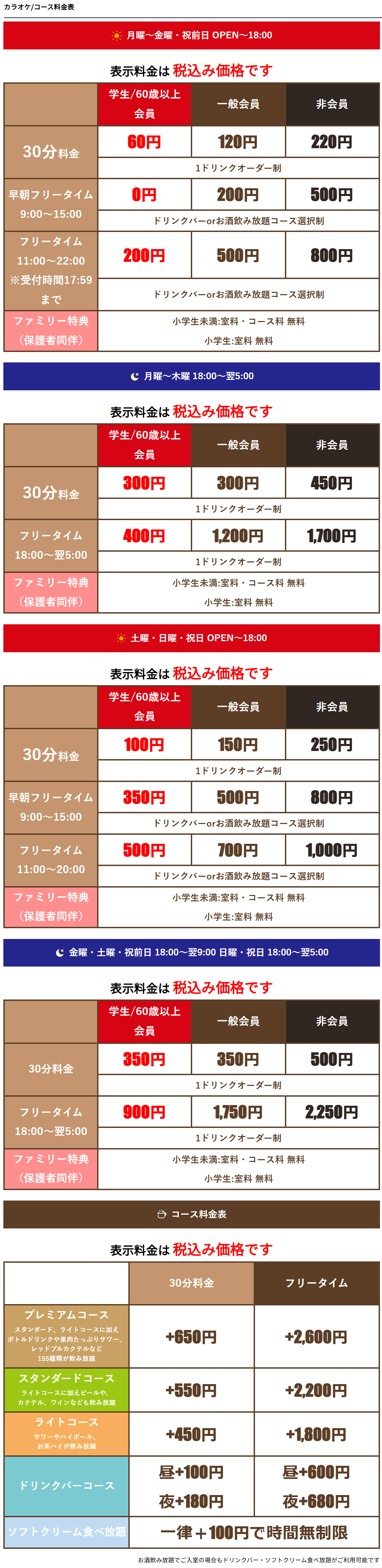 料金表