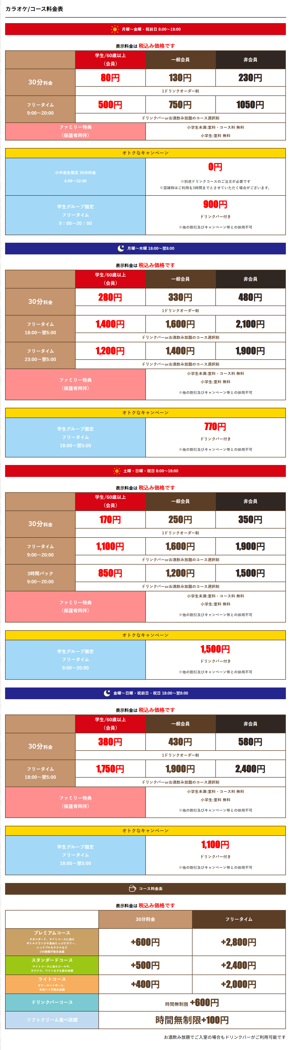 料金表