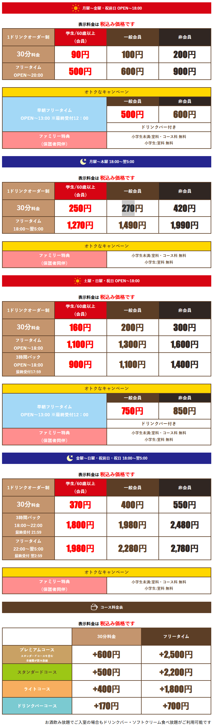 料金表