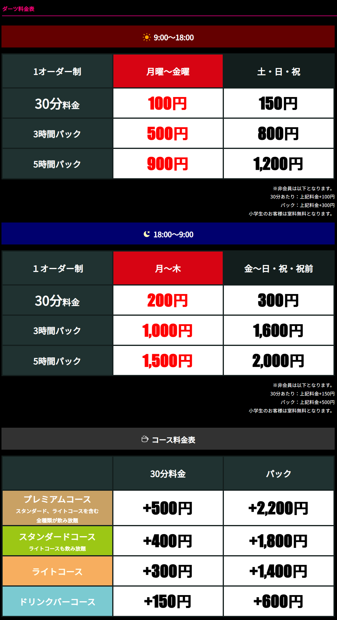 料金表