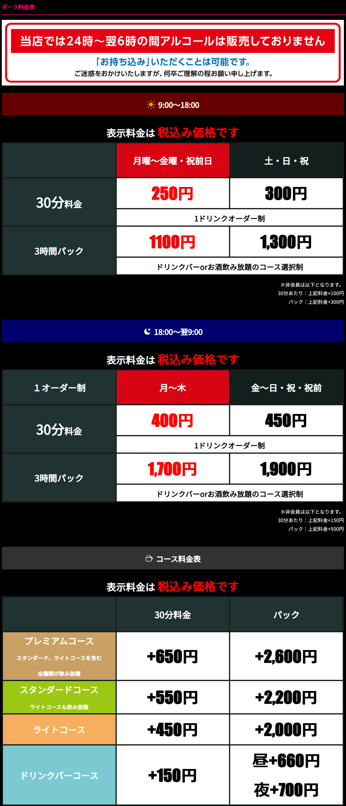 料金表