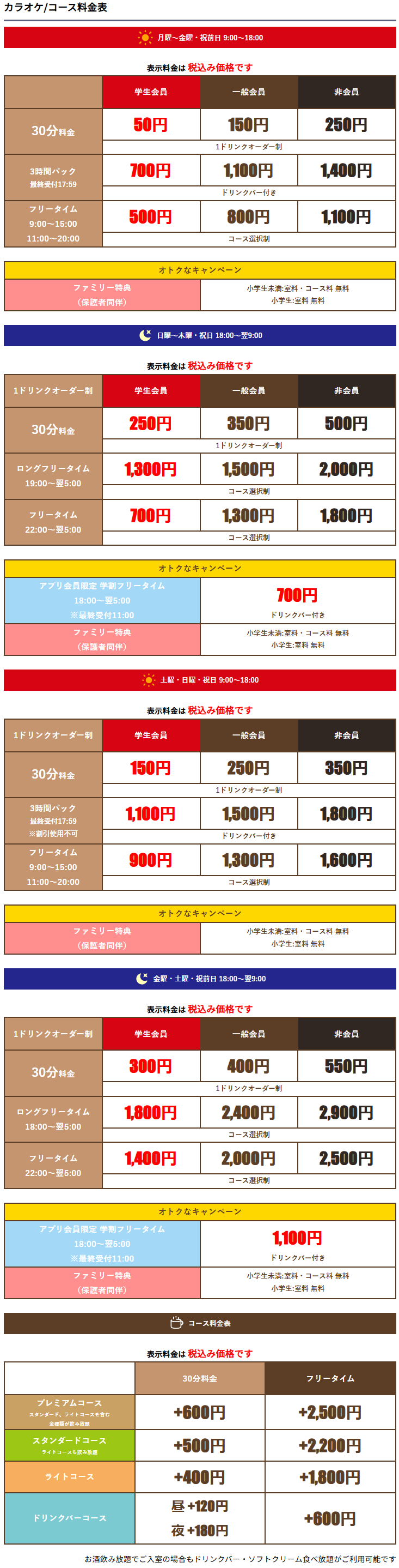 料金表